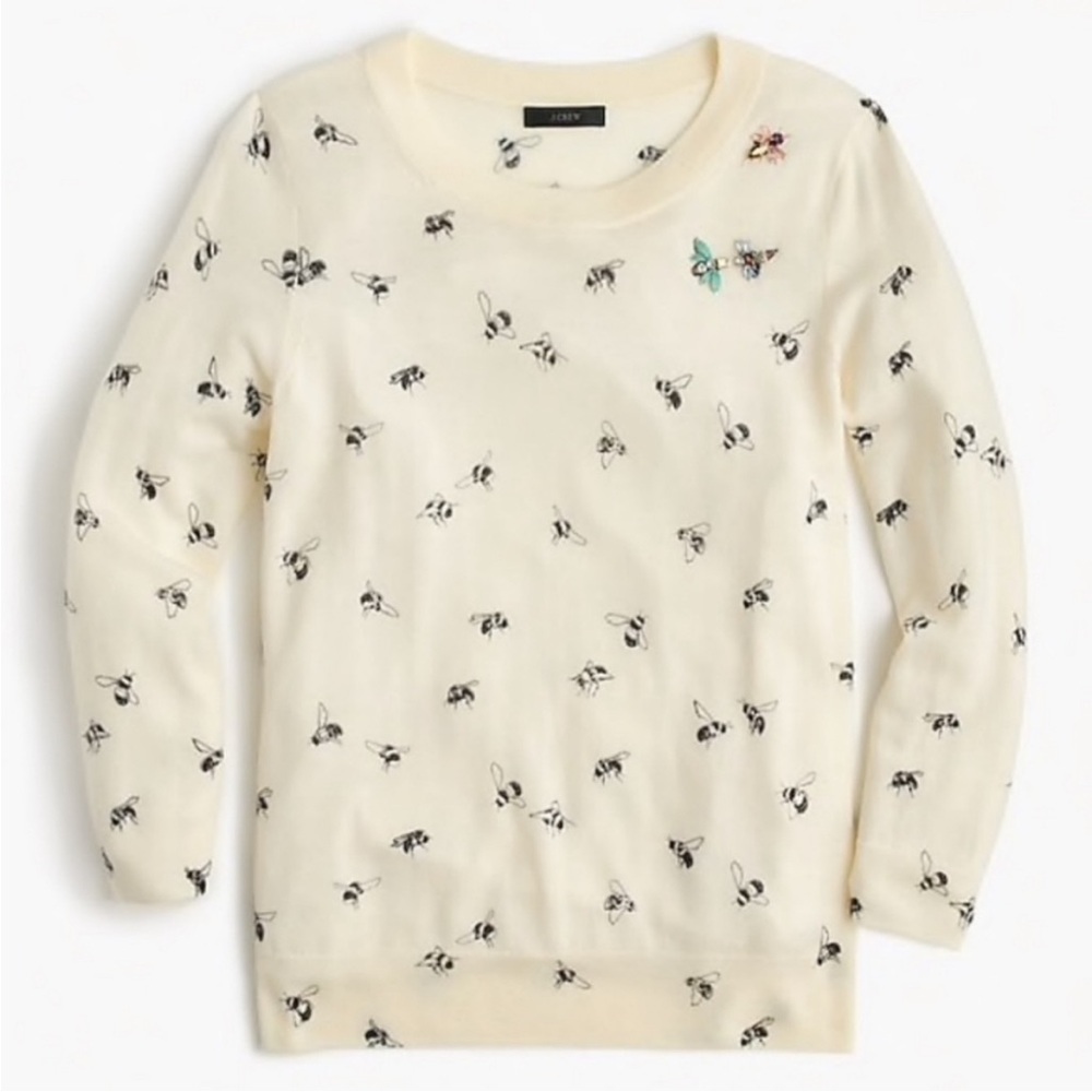 J. Crew Ivory Bee Pattern Sweater